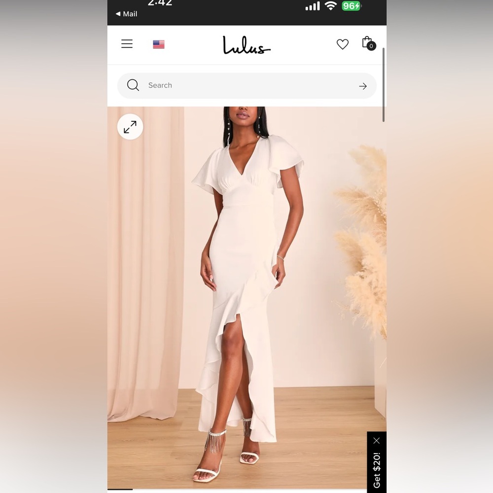 Lulus Eternal Bond White Satin Ruffled Flutter Sleeve Maxi Dress